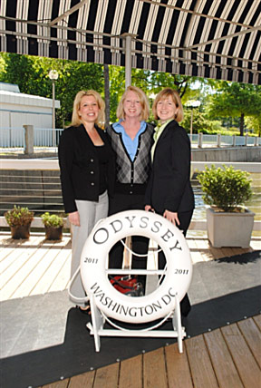 Photo of Linda Kiechlin, Liz Yost, and Nikki Haase at RightStar's Odyssey Cruise event